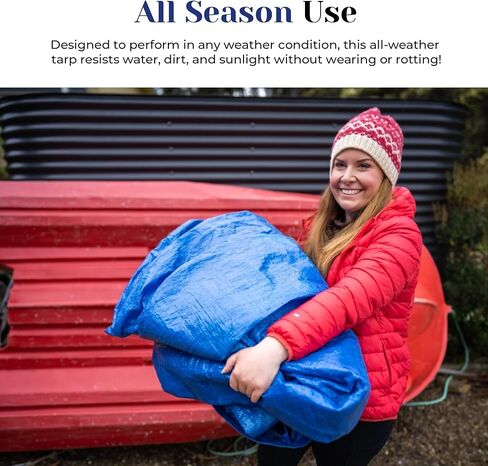 Tarps Now 5x7 ft Heavy Duty Plastic Tarp – Blue Poly Tarp, 6 MIL Waterproof Cover w/Aluminum Grommets, Reinforced Edges, Tear Resistant Polyethylene for Camping, Roofing, Construction, Outdoor Use in Kuwait