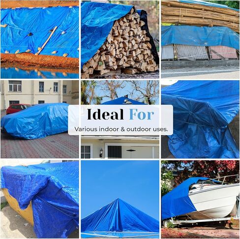 Tarps Now 5x7 ft Heavy Duty Plastic Tarp – Blue Poly Tarp, 6 MIL Waterproof Cover w/Aluminum Grommets, Reinforced Edges, Tear Resistant Polyethylene for Camping, Roofing, Construction, Outdoor Use in Kuwait