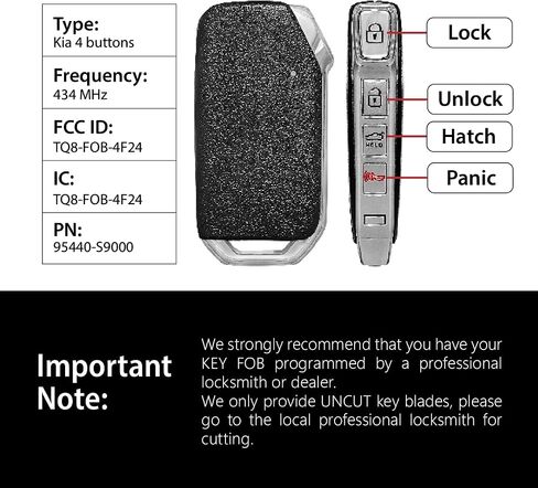 استبدال 2020 Kia Telluride Key FOB التحكم عن بعد TQ8-FOB-4F24 4 أزرار 434MHz in Saudi Arabia