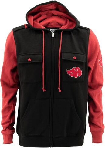 Ripple Junction Naruto Shippuden Men Zip-ud-ud-ud-udshirt Akatsuki Cloud anime Hoodie Sm Black Red in Kuwait