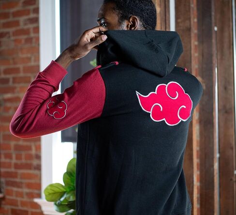 Ripple Junction Naruto Shippuden Men Zip-ud-ud-ud-udshirt Akatsuki Cloud anime Hoodie Sm Black Red in Kuwait