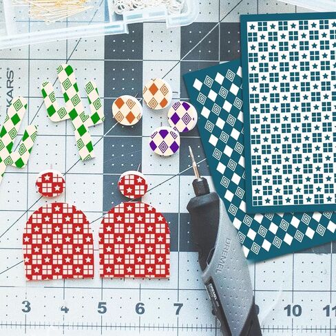 2Pcs Dots Silk Screen Stencil for Polymer Clay Reusable Clay Silkscreen Stencils Texture Sheet Mesh Transfer for DIY Craft Jewelry Earrings Making Printing on Wood Canvas Bags in Kuwait