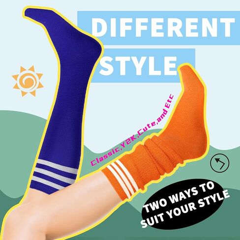 Durio 2 Pairs Knee High Socks for Women - Long Tube Soccer Football Athletic Stockings With Tall Stripes in Saudi Arabia