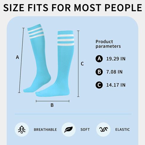 Durio 2 Pairs Knee High Socks for Women - Long Tube Soccer Football Athletic Stockings With Tall Stripes in Saudi Arabia