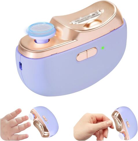 Electric Nail Clipper & Baby Nail Trimmer Polisher 3 in 1 (Not for Toenail) with Nail Scraps Storage, LED Light, 2 Speeds, Rechargeable Fingernail Clipper for Baby, Adults, Seniors, Pink in Saudi Arabia