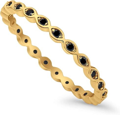Blue Apple Co. 2mm الكامل الأبدية حلقة الفرقة القابلة للتكديس 925 Sterling Silver اختر اللون in Saudi Arabia