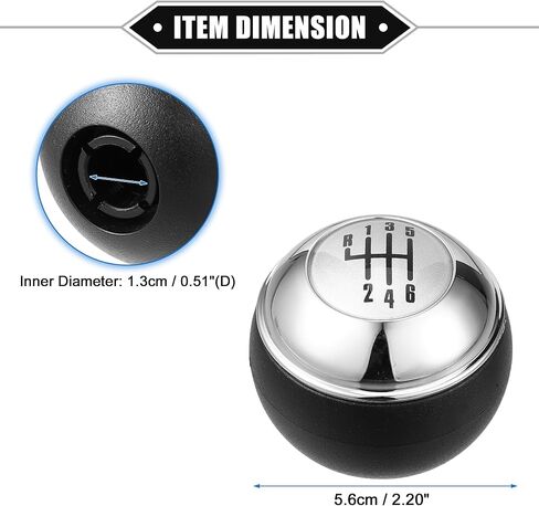 5 Speed Manual Gear Shift Knob Compatible for Mini R50 R53 2000-2006 for Mini Cabrio R52 2002-2008, Durable Plastic Black Silver Tone in Saudi Arabia