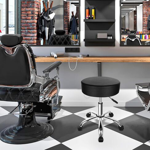 البراز المتداول بعجلات 400 رطل قدرة أكبر وسادة كرسي البراز القابل للتعديل للخدمة الثقيلة لصالح Tatoo Massage Office Salon SPA صياغة مسمار Teach 360 ° دوار سميك وسادة متداول in Kuwait