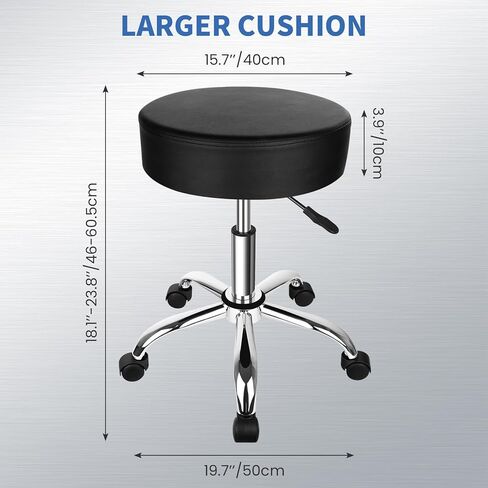 البراز المتداول بعجلات 400 رطل قدرة أكبر وسادة كرسي البراز القابل للتعديل للخدمة الثقيلة لصالح Tatoo Massage Office Salon SPA صياغة مسمار Teach 360 ° دوار سميك وسادة متداول in Kuwait