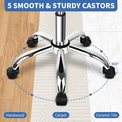 البراز المتداول بعجلات 400 رطل قدرة أكبر وسادة كرسي البراز القابل للتعديل للخدمة الثقيلة لصالح Tatoo Massage Office Salon SPA صياغة مسمار Teach 360 ° دوار سميك وسادة متداول in Kuwait