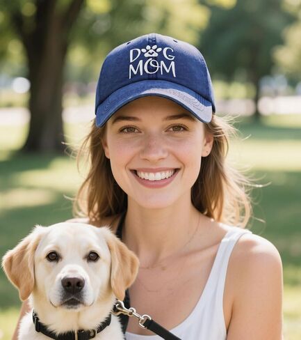 Women's Dog Mom Hat Embroidered Messy High Bun Distressed Baseball Cap in Kuwait