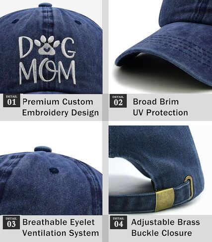 Women's Dog Mom Hat Embroidered Messy High Bun Distressed Baseball Cap in Kuwait