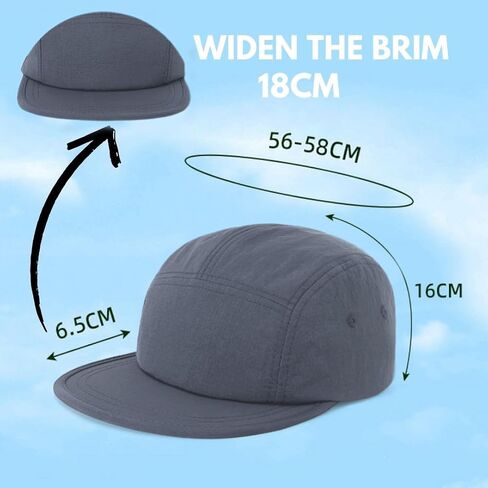 5 Panel Running Hat Waterproof Nylon Sun Hat Quick Dry Plain Baseball Cap for Men Women in Saudi Arabia
