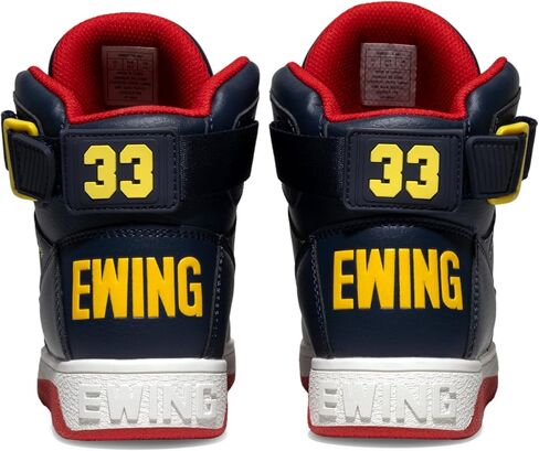 Ewing Patrick Athletics Women 33 Hi Orion Retro Sneaker-Navy/Red/Yellow/White-Tove Vangy ، حزام كاحل قابل للانعكاس ، كوبسول كامل الطول in Kuwait