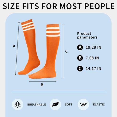 Durio 2 Pairs Knee High Socks for Women - Long Tube Soccer Football Athletic Stockings With Tall Stripes in Saudi Arabia