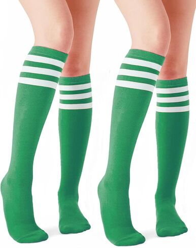 Durio 2 Pairs Knee High Socks for Women - Long Tube Soccer Football Athletic Stockings With Tall Stripes in Saudi Arabia