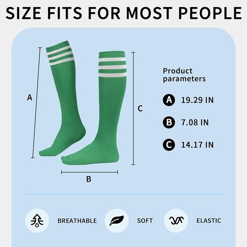 Durio 2 Pairs Knee High Socks for Women - Long Tube Soccer Football Athletic Stockings With Tall Stripes in Saudi Arabia