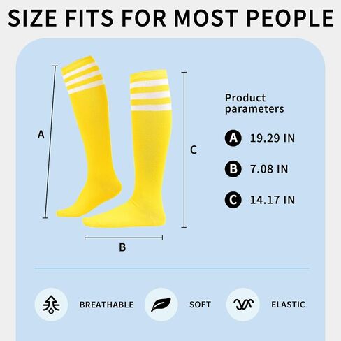 Durio 2 Pairs Knee High Socks for Women - Long Tube Soccer Football Athletic Stockings With Tall Stripes in Saudi Arabia