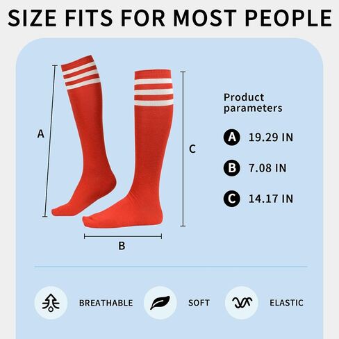 Durio 2 Pairs Knee High Socks for Women - Long Tube Soccer Football Athletic Stockings With Tall Stripes in Saudi Arabia
