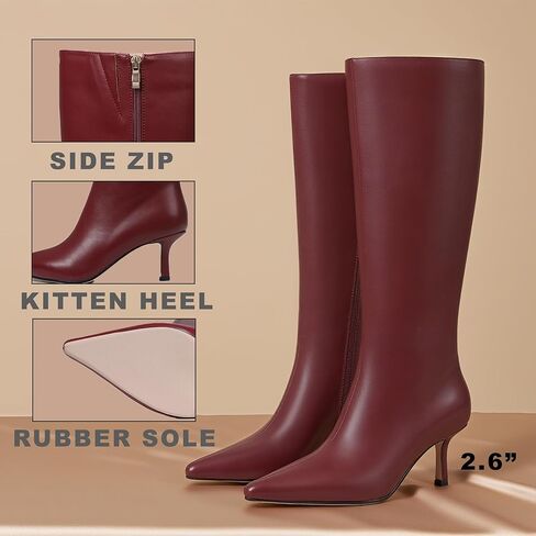 CELNEPHO Knee High Boots Women Pointed Toe Tall Boots Stiletto High Heel Long Boots Side Zipper Sexy Dress Boots in Kuwait