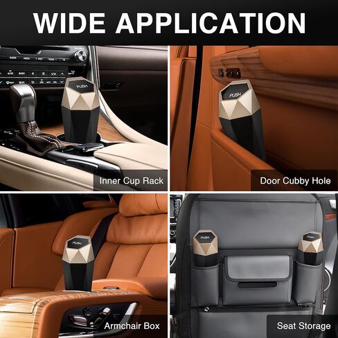 2 Packs Car Trash Can with Lid, New Car Dustbin Diamond Design, Leakproof Vehicle Trash Bin, Mini Garbage Bin for Automotive Car Home Office Kitchen Bedroom in Kuwait