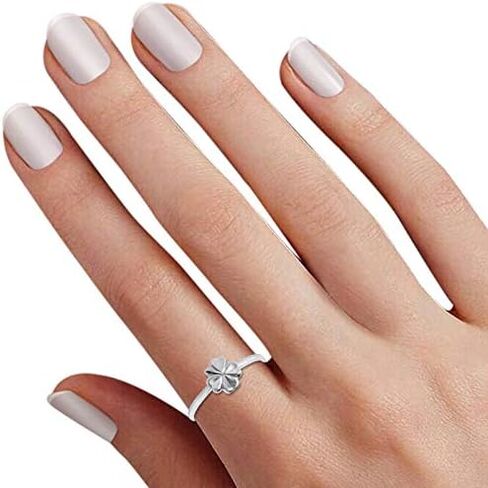 Lovely Fashion (Daisy, Bumble bee, Fleur-de-lis,Feather, Seashell, Apple Leaf, Acorn) Promise Ring in 14k White Gold Plated 925 Sterling Silver in Saudi Arabia