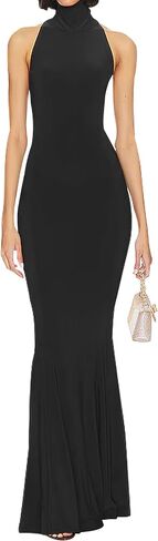 SHESEEWORLD Women's Sleeveless Summer Sexy Backless Maxi Dresses Bodycon Dresses Elegant Halter Turtle Fishtail Gown in Kuwait