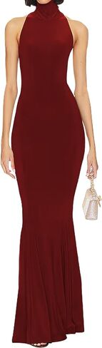 SHESEEWORLD Women's Sleeveless Summer Sexy Backless Maxi Dresses Bodycon Dresses Elegant Halter Turtle Fishtail Gown in Kuwait