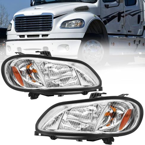 Headlight Assembly Compatible with 2004-2013 Freightliner M2 106 M2 112, Headlamps Head Lights Lamp Assembly (Pair) in Kuwait