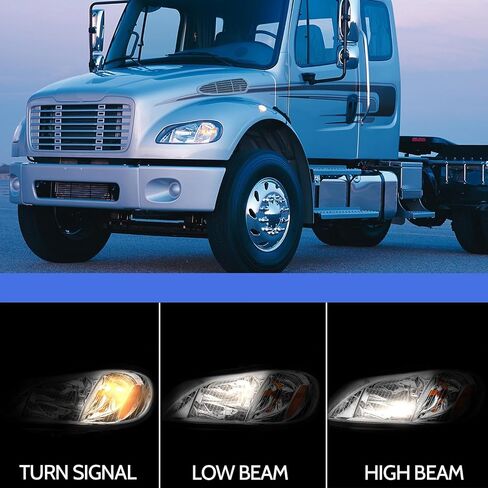 Headlight Assembly Compatible with 2004-2013 Freightliner M2 106 M2 112, Headlamps Head Lights Lamp Assembly (Pair) in Kuwait
