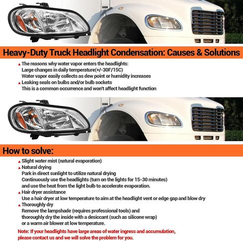 Headlight Assembly Compatible with 2004-2013 Freightliner M2 106 M2 112, Headlamps Head Lights Lamp Assembly (Pair) in Kuwait