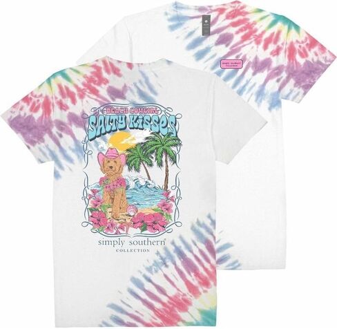 Simply Southern Beach Cowgirl - Salty Kisses - Dog - Beach - Adult Tie Dye T-Shirt in Saudi Arabia