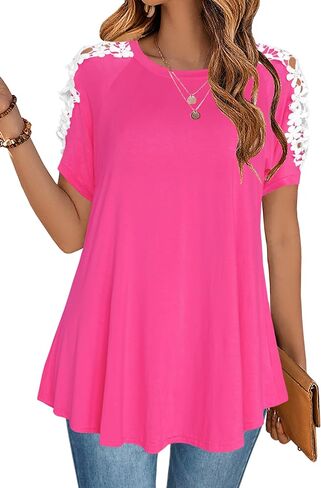 Afibi Womens Short Sleeve Counder Counter Summer Tops Tops Tops Tops Tops in Saudi Arabia