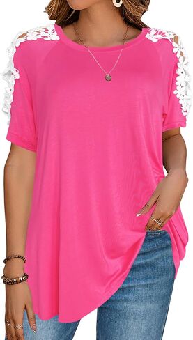 Afibi Womens Short Sleeve Counder Counter Summer Tops Tops Tops Tops Tops in Saudi Arabia