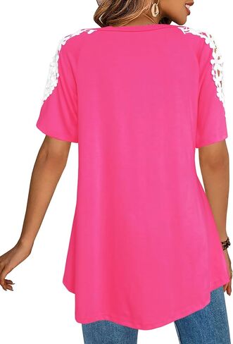 Afibi Womens Short Sleeve Counder Counter Summer Tops Tops Tops Tops Tops in Saudi Arabia