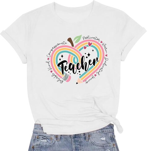 Teacher Shirts for Women Teacher Appreciation Tshirts Flower Graphic Tees for Women in Saudi Arabia