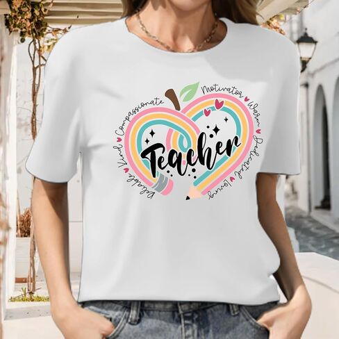 Teacher Shirts for Women Teacher Appreciation Tshirts Flower Graphic Tees for Women in Saudi Arabia