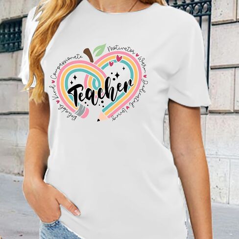 Teacher Shirts for Women Teacher Appreciation Tshirts Flower Graphic Tees for Women in Saudi Arabia