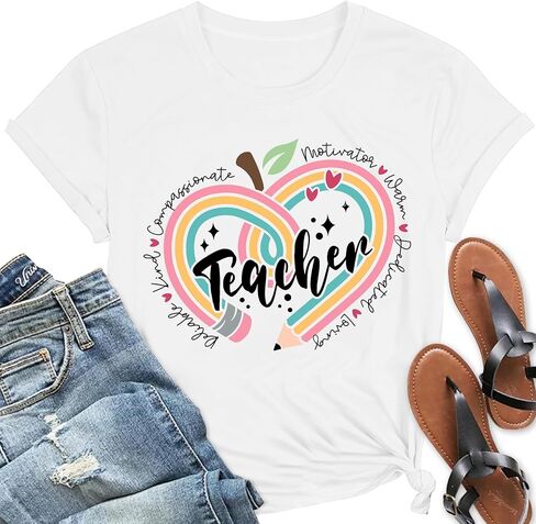 Teacher Shirts for Women Teacher Appreciation Tshirts Flower Graphic Tees for Women in Saudi Arabia