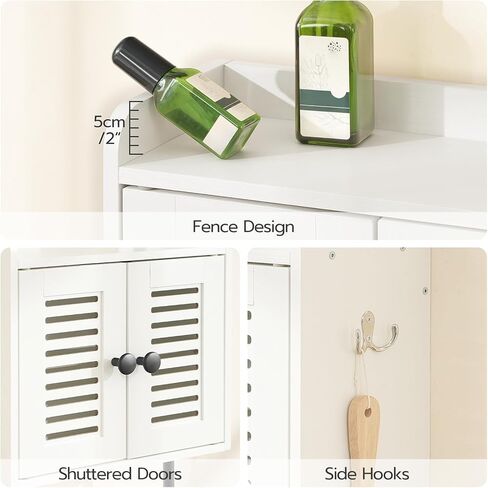 HOOBRO Medicine Cabinet, Double Doors Bathroom Wall Cabinet with Towel Bar, Adjustable Shelf, 2 Hooks, Over The Toilet Storage Cabinet, for Bedroom, Kitchen, Rustic Brown BF46CW01 in Kuwait