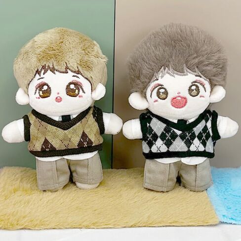 niannyyhouse 10cm Plush Doll Clothes Shirt Pants Tie Vest Campus Suit Dolls Accessories (Black) in Kuwait