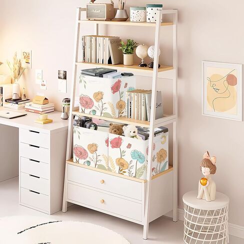 11.8" Wild Flowers Butterfly Storage Cube Organizer Plant Bush Clothes Storage Basket Bin for Closet Shelf Spring Garden Nursery Kid Room Book Toy Chest, 3Pcs in Kuwait