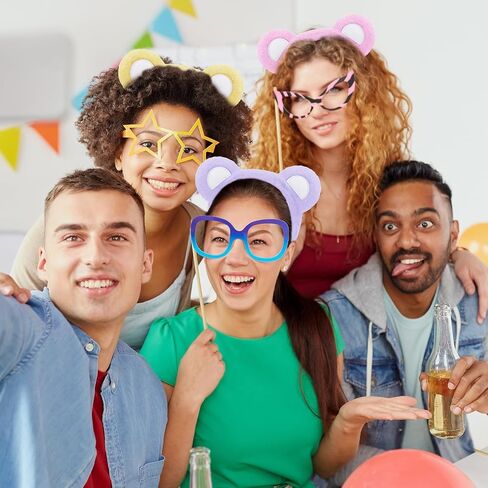 16 PCS Bear Ears عصابة رأس ومجموعة ذيل - أذني الدب الملونة عداد الرأس والكرة الفرو للحيوانات البالغة للهالوين كوزبلاي إكسسوارات عيد ميلاد حفلة عيد الميلاد in Saudi Arabia