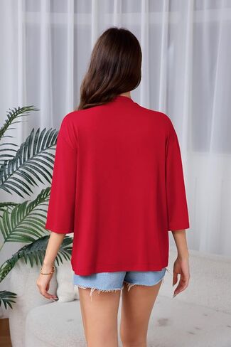 SUEANI Women's Lightweight Soft Open Front Cardigans Casual 3/4 Bell Sleeve Cardigan in Kuwait