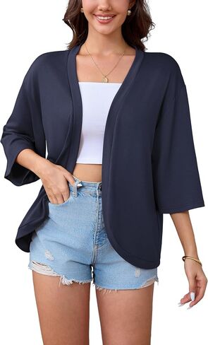 SUEANI Women's Lightweight Soft Open Front Cardigans Casual 3/4 Bell Sleeve Cardigan in Kuwait