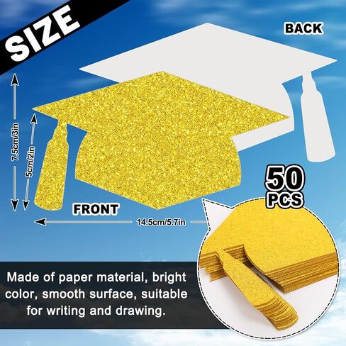 Whaline 50 PCS Caps Caps Cletouts Glitter Purple Treguation Hat Cutting مع 100 PCS Glue Points Cap with tassel confetti لحفلة الدراسات العليا في كلية الثانوية ، 5.7 بوصة in Saudi Arabia
