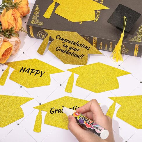 Whaline 50 PCS Caps Caps Cletouts Glitter Purple Treguation Hat Cutting مع 100 PCS Glue Points Cap with tassel confetti لحفلة الدراسات العليا في كلية الثانوية ، 5.7 بوصة in Saudi Arabia