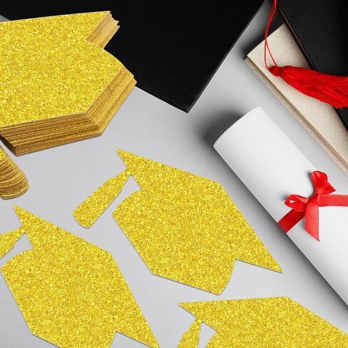 Whaline 50 PCS Caps Caps Cletouts Glitter Purple Treguation Hat Cutting مع 100 PCS Glue Points Cap with tassel confetti لحفلة الدراسات العليا في كلية الثانوية ، 5.7 بوصة in Saudi Arabia