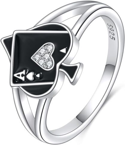 حلقة الآس للنساء البوكر الفضي الفضي Ace of prosades حلقة لعب الهدايا المجوهرات الحجم 7 8 9 10 in Kuwait