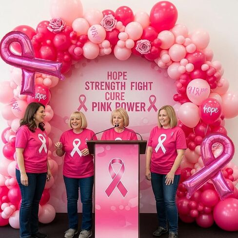 زخارف عيد ميلاد Pink Coquette 121pcs البالون أكياس مع ديكور الحفلات راية القوس والبالونات على شكل القلب للنساء in Kuwait